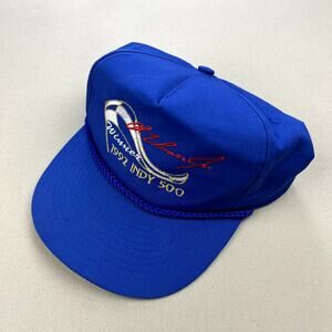 Vintage Indy 500 Racing Hat Cap Strapback Blue Al Unser Jr. Motor Speedway 1992